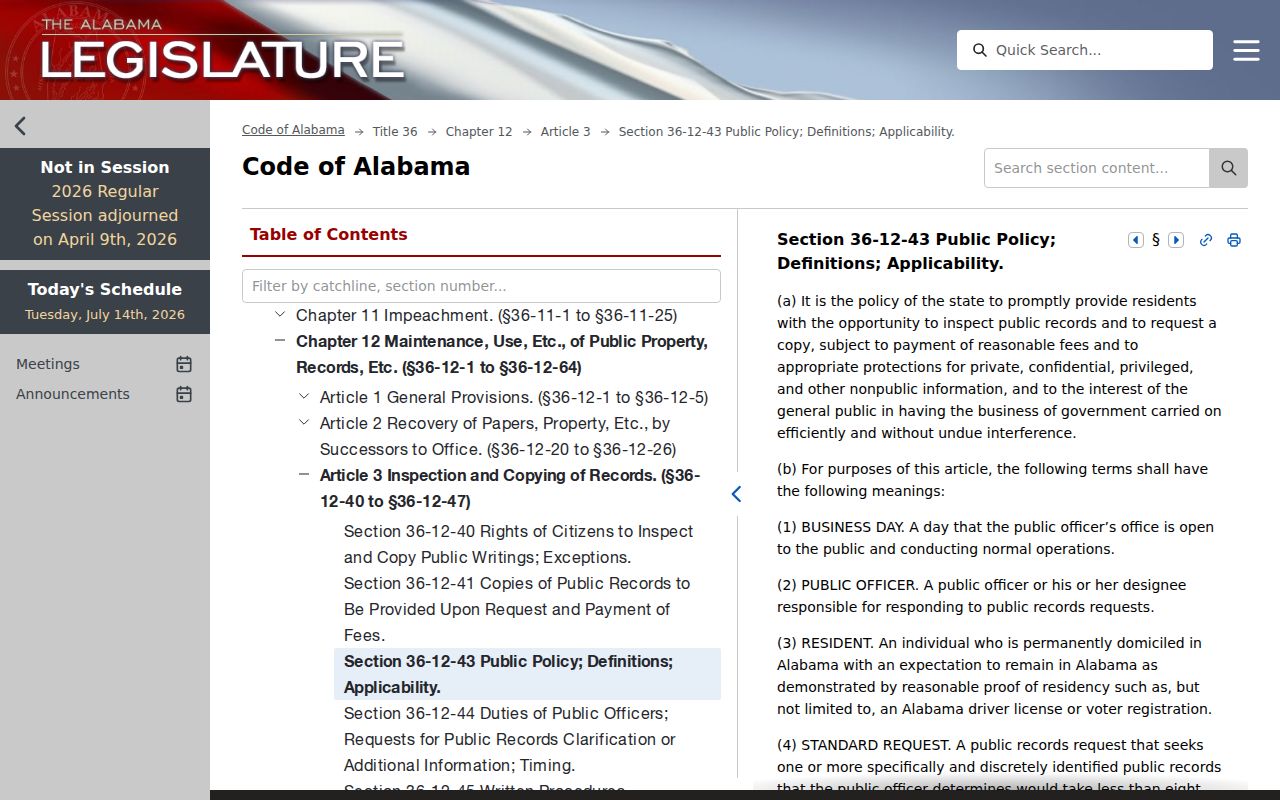 Lee County court records Alabama access procedure statute