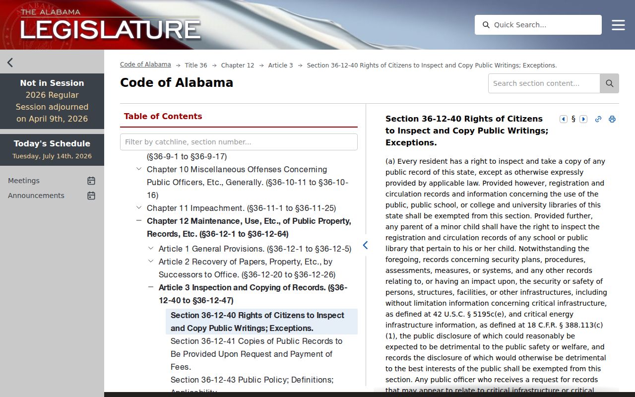 Lee County court records Alabama public writings statute