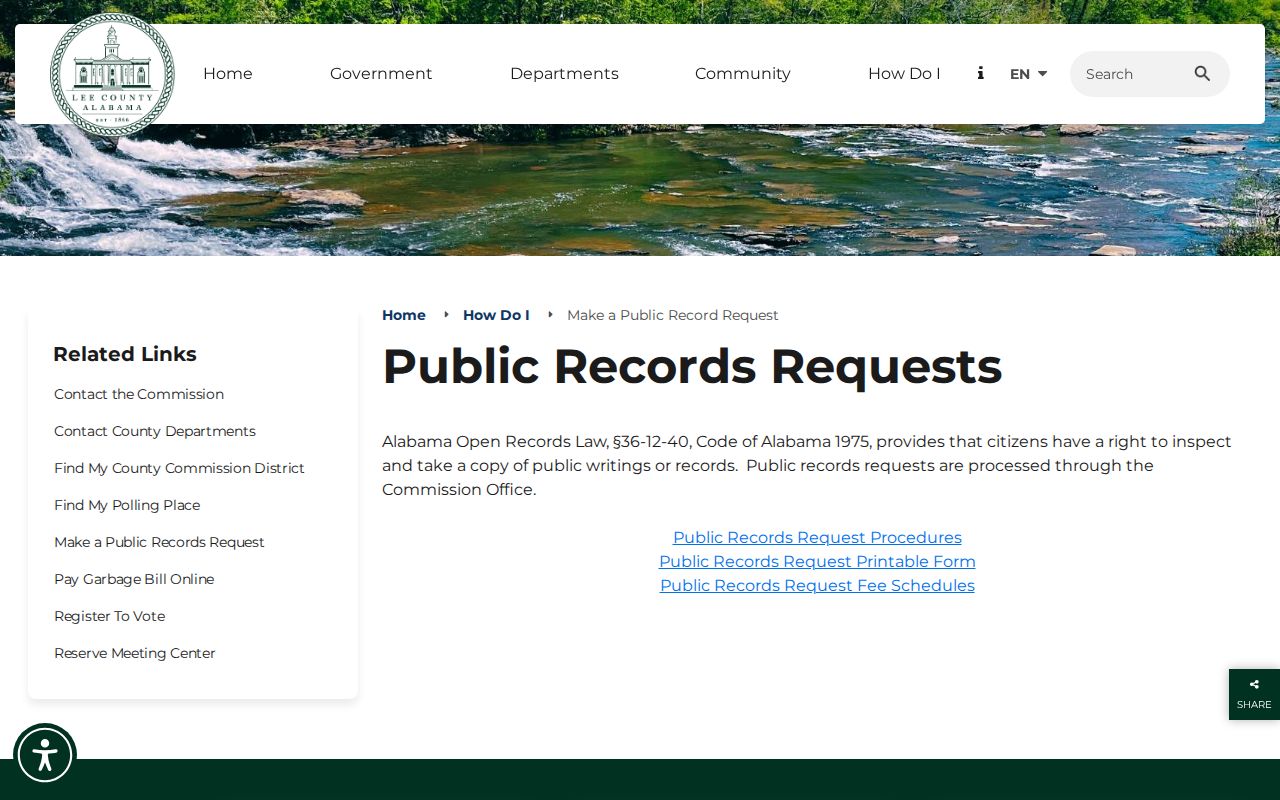 Lee County court records public request page