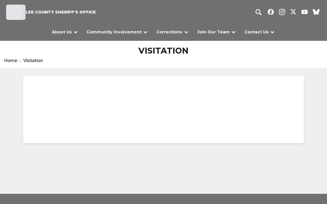Lee County inmate visitation information from the Sheriff's Office