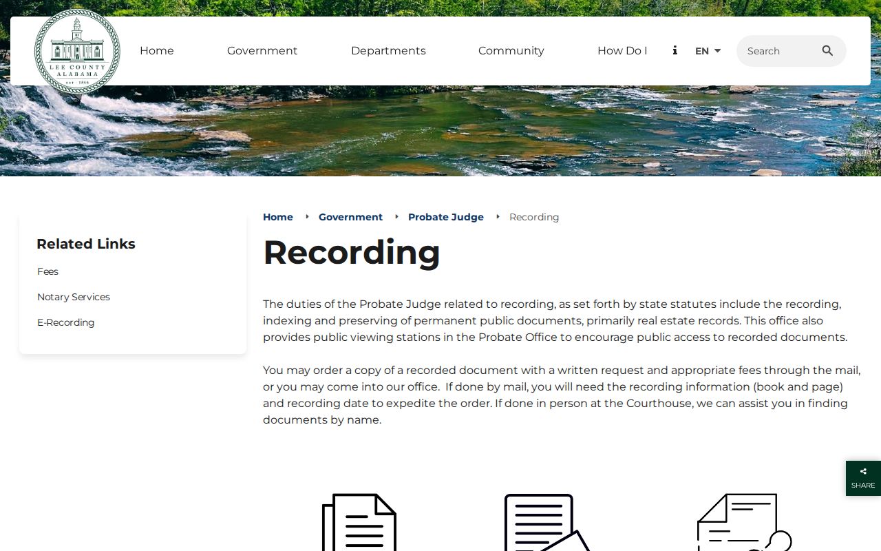 Lee County probate records recording office access