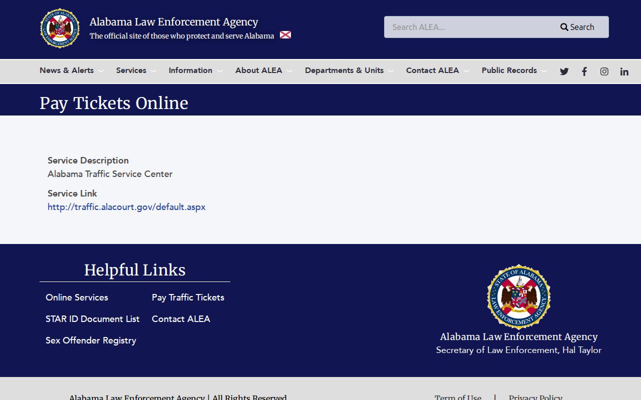 Lee County traffic ticket records ALEA online service