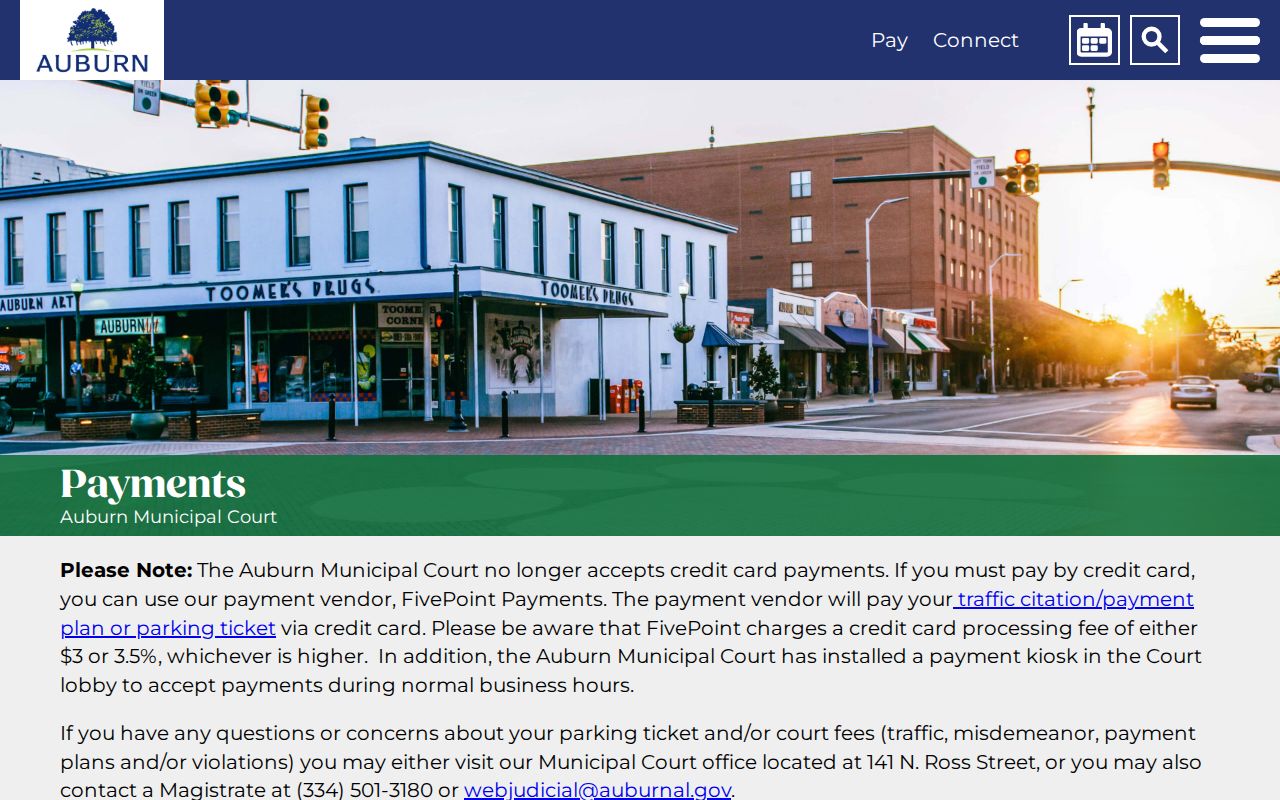 Lee County traffic court records Auburn payment instructions